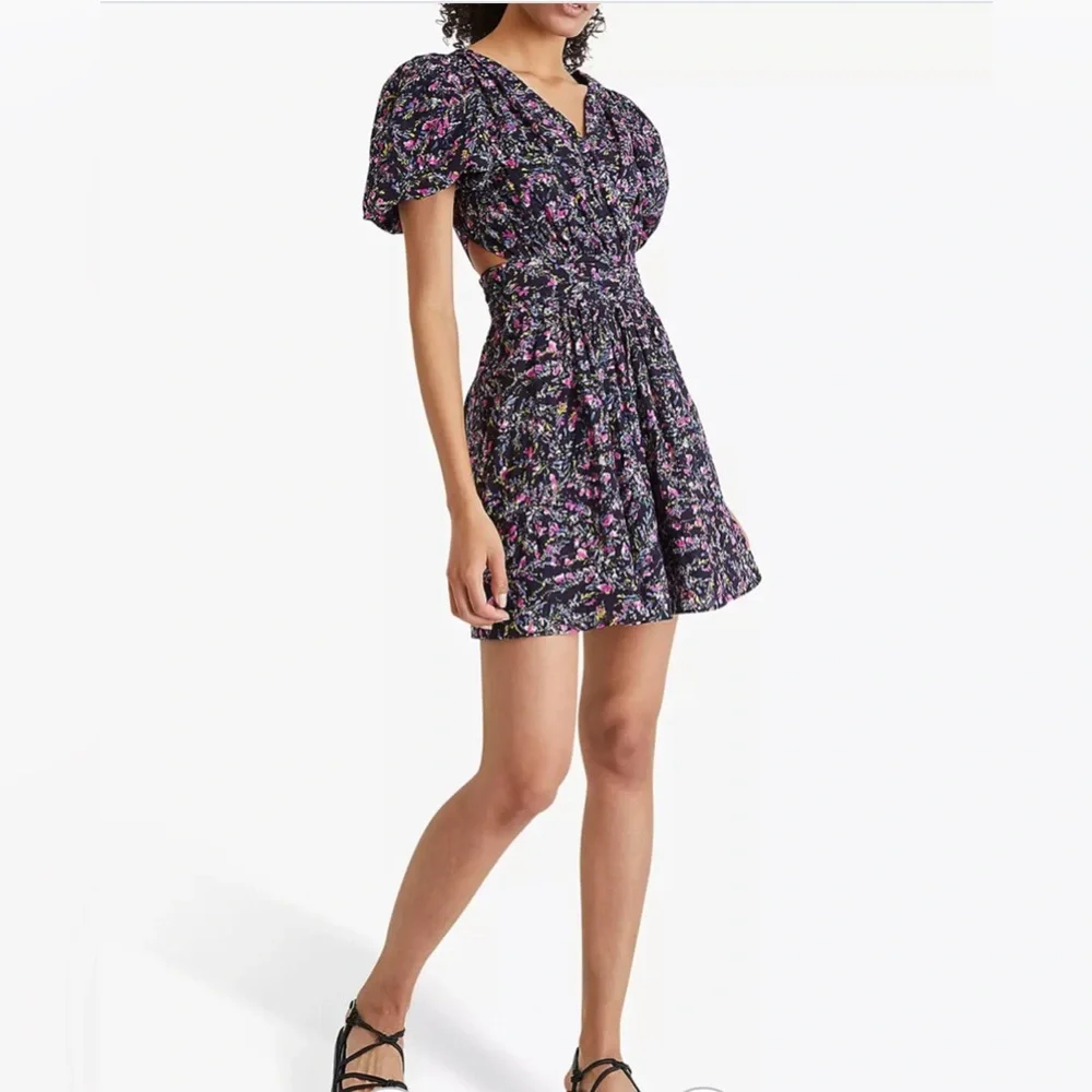French Connection Navy Blue Floral Cotton Eyelet Lace Mini Dress with Cutouts - Picture 2 of 16